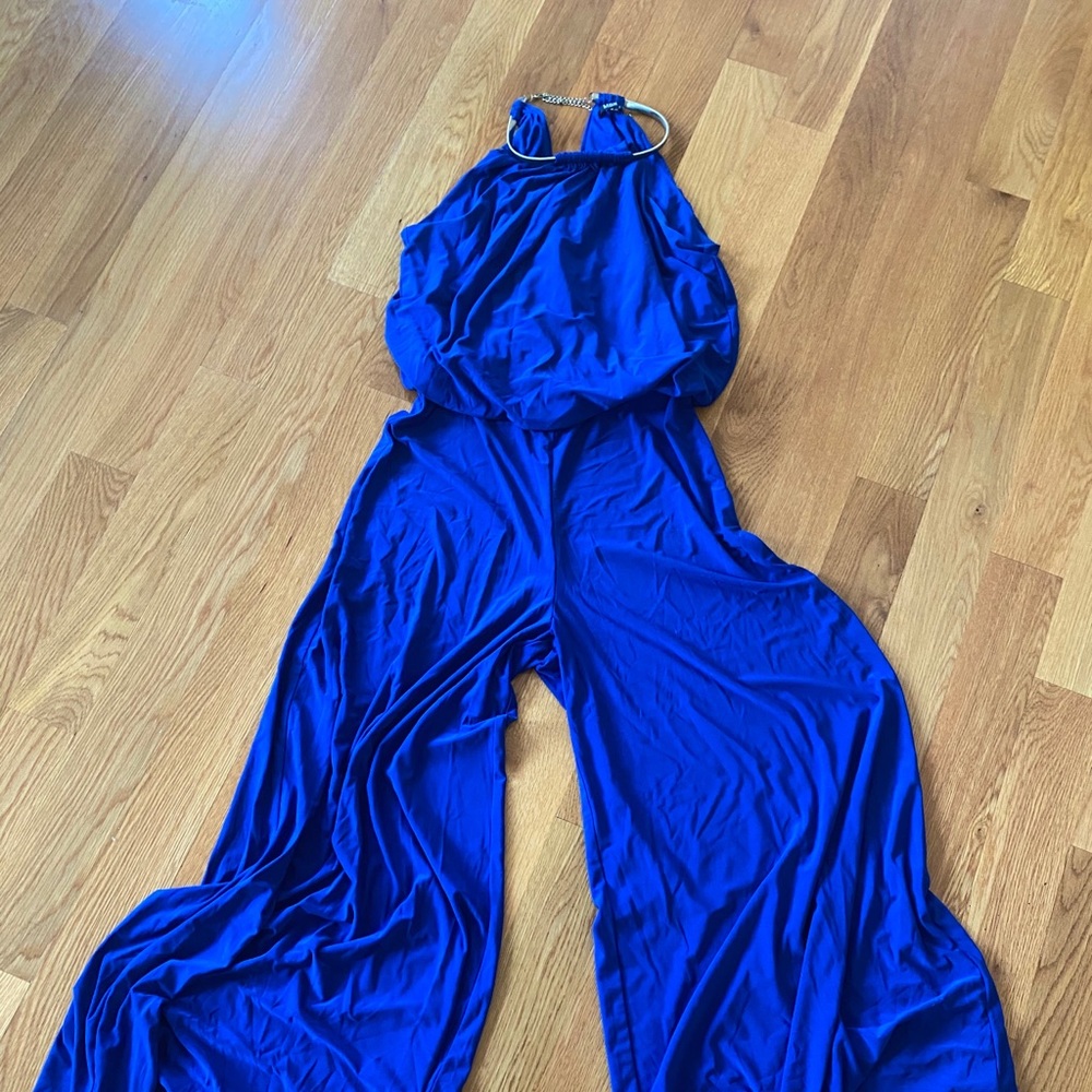 Royal blue wide leg jumpsuit